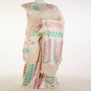 Organic Tussar with minakari hand woven work-003 