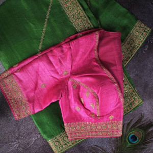 Tussar silk with ready blouse-002 