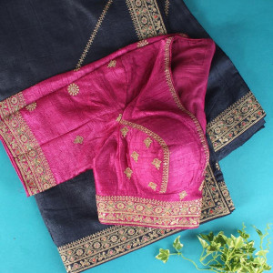 Tussar silk with ready blouse-003 