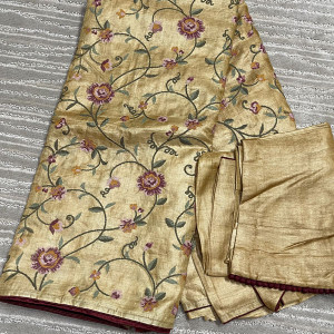 Tussar silk with ready blouse-028 